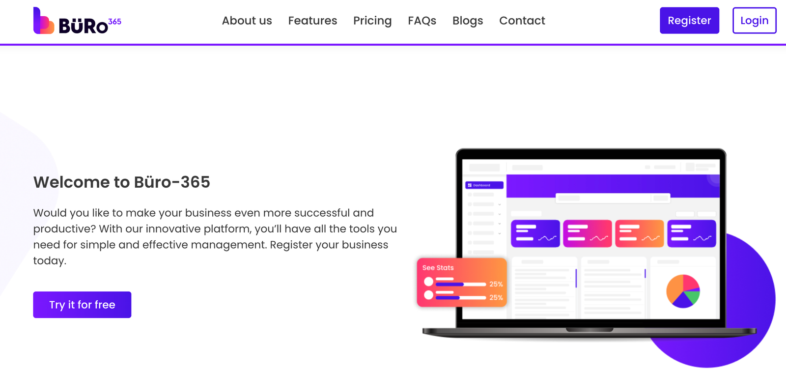 Büro 365 business operations dashboard