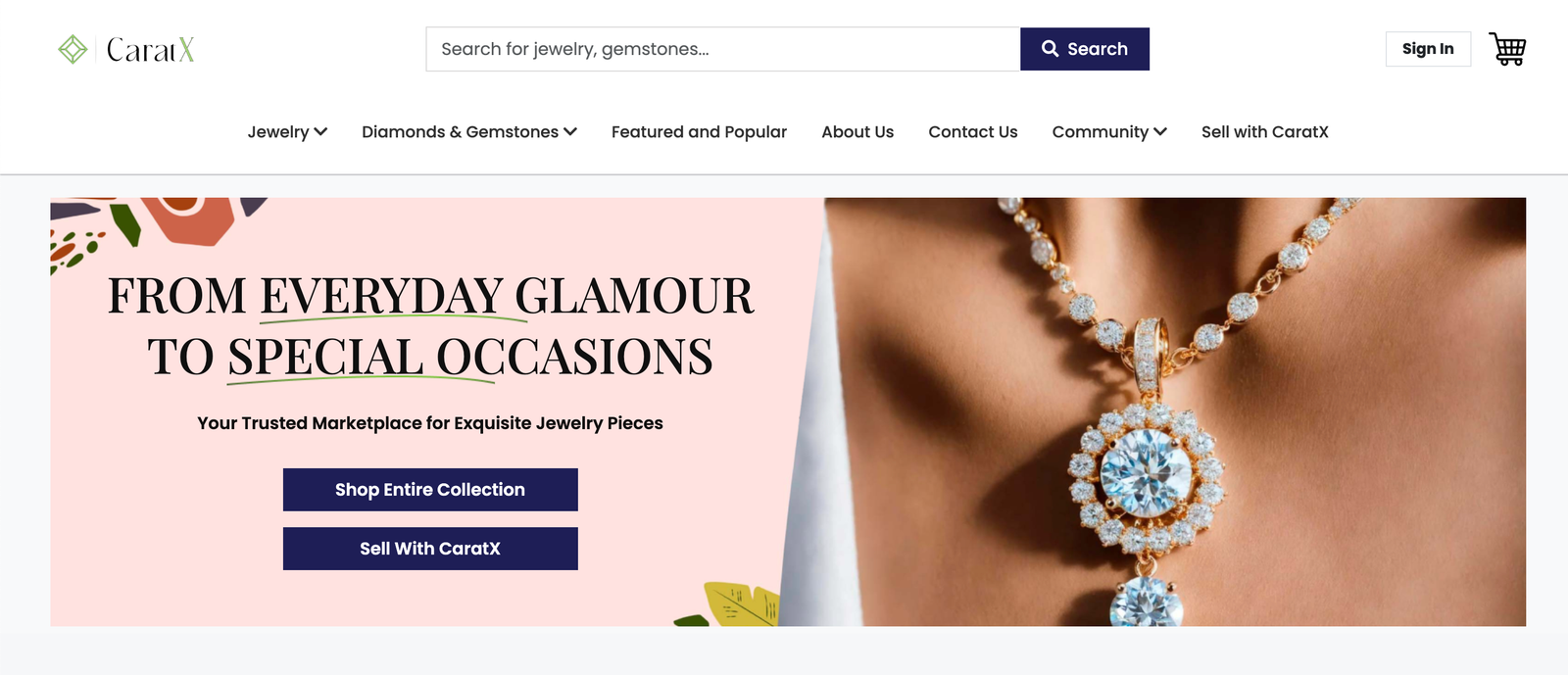 CaratX diamond marketplace listing page